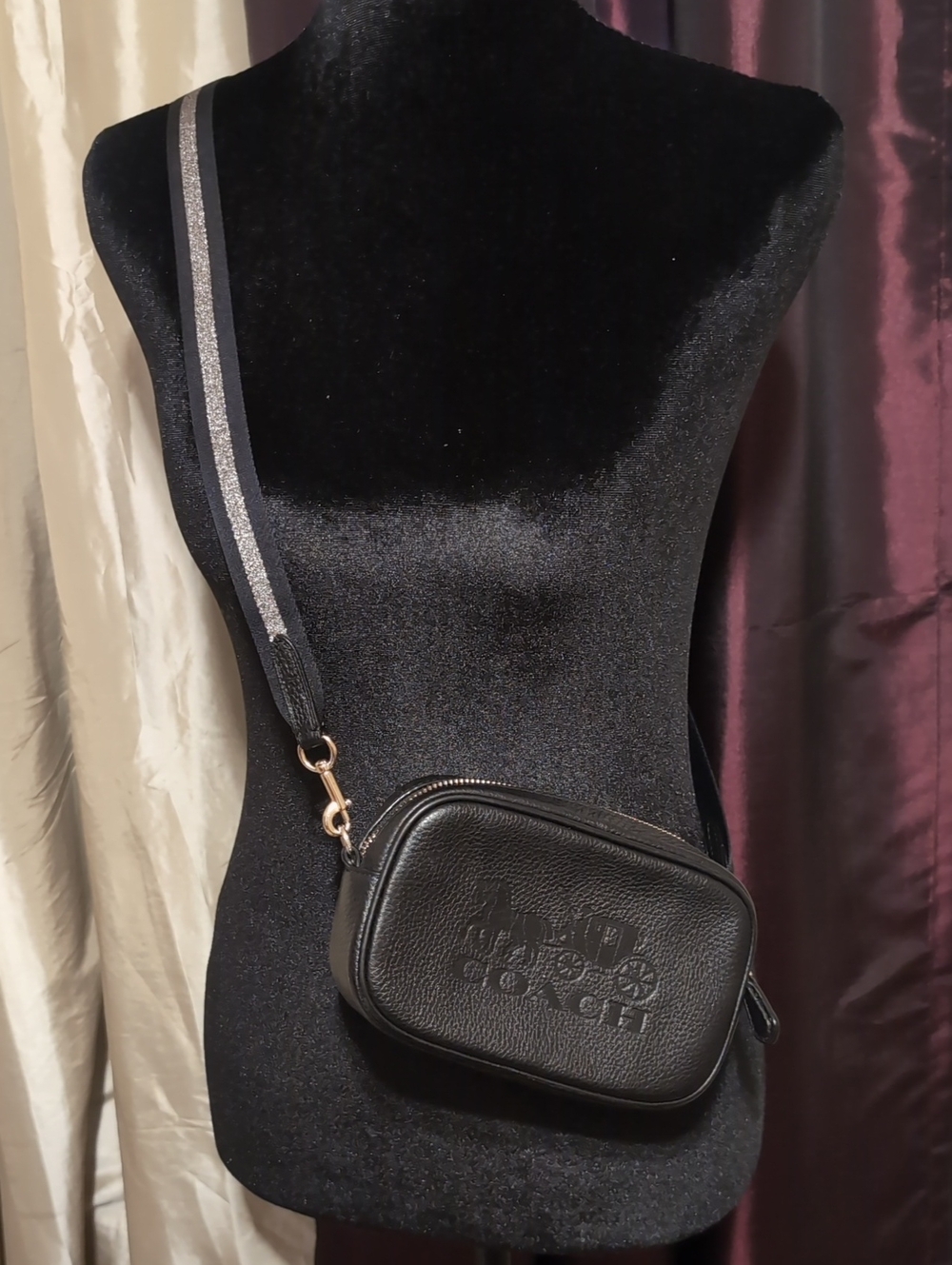 Coach Black Pebble Versatile Leather Belt Bag/ Crossbody Bag